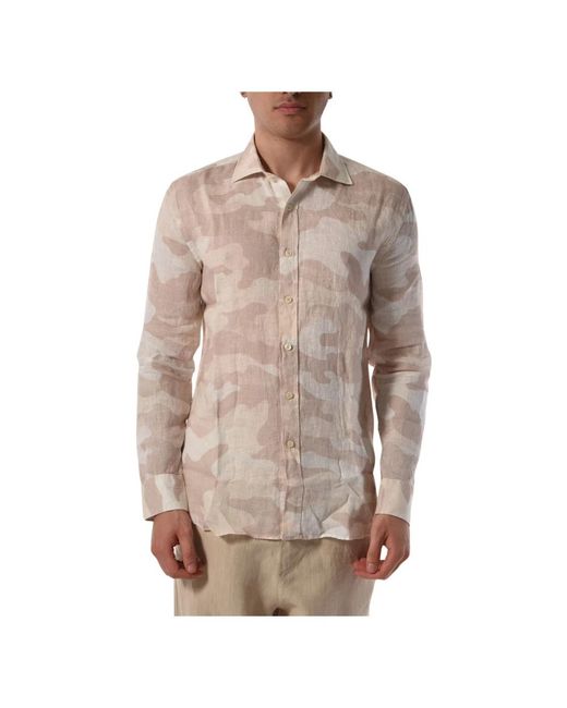 120% Lino Camouflage-print hemd erhöhe den lässigen stil in Brown für Herren