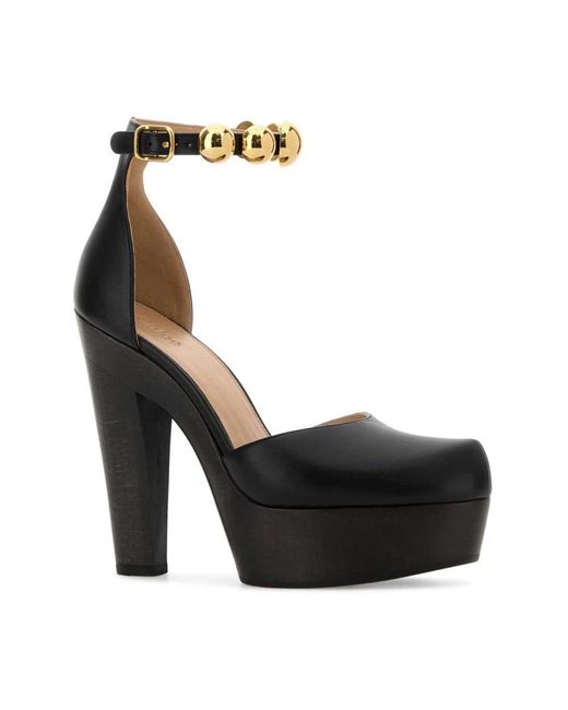 Chloé Schoenen ,Zwart ,Leer Lola Platform Pump in het Black
