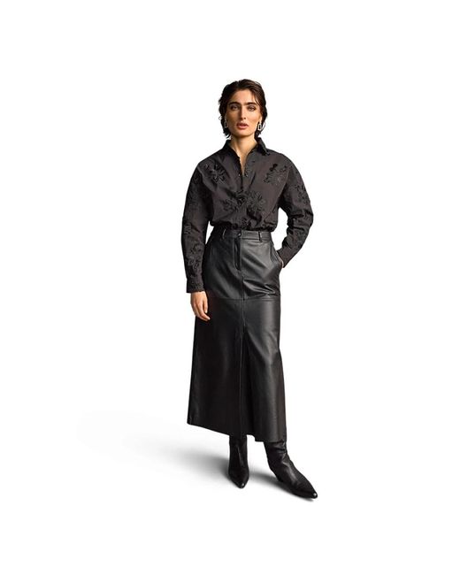 Riani Maxi Rok Van Lamsnappa in het Black