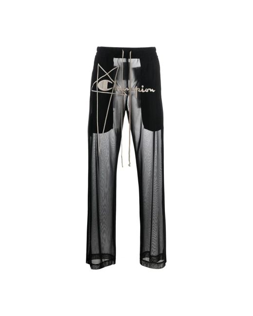 Pantalones transparentes con logo bordado Rick Owens de color Black