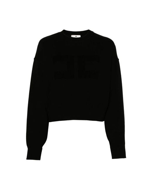 Elisabetta Franchi Black Bestickter cropped sweatshirt
