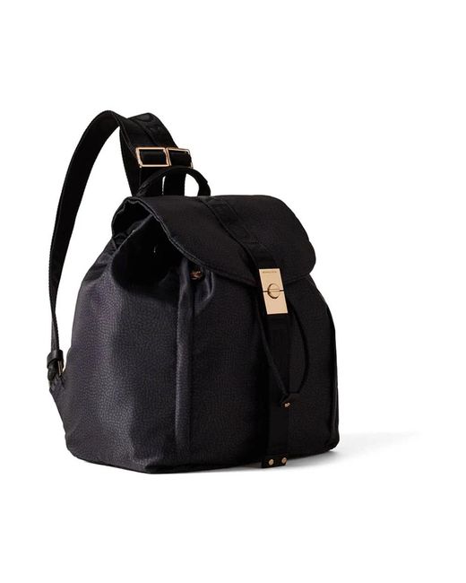 Borbonese Black Fold Rucksack Schwarz