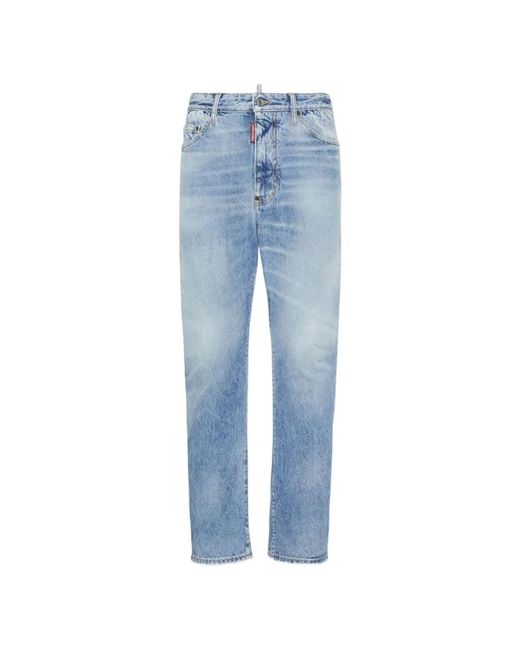 DSquared² Jeans ,Blauw ,Denim Blauwe Denim Jeans Met Whiskering Effect in het Blue voor heren