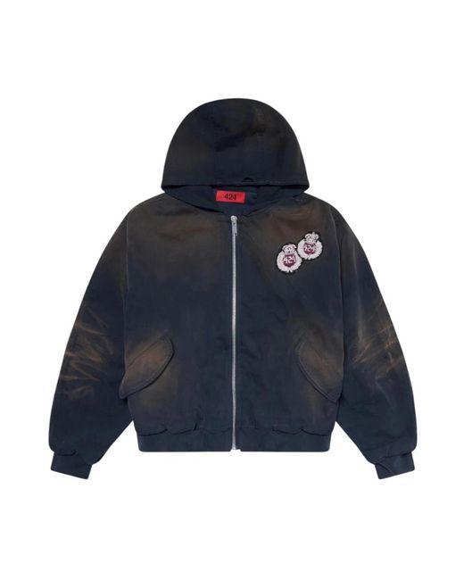 424 Hoodies & Sweatvesten ,Zwart ,Zip-Throughs in het Blue voor heren