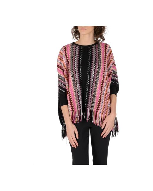 Missoni Jassen ,Veelkleurig Poncho Voor Vrouwen in het Red