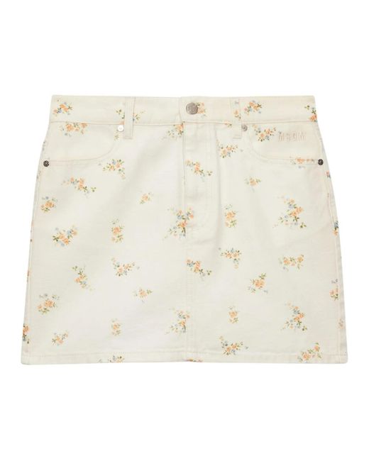 MSGM Rokken ,Wit ,Katoen Minirok Met Bloemenprint in het Natural
