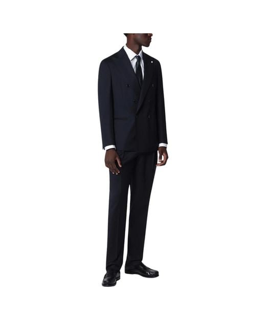 Luigi Bianchi Blue Double Breasted Suits for men