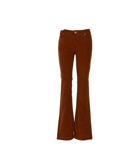 PT Torino Jeans ,Bruin ,Katoen Fluweel Flare Jeans in het Brown