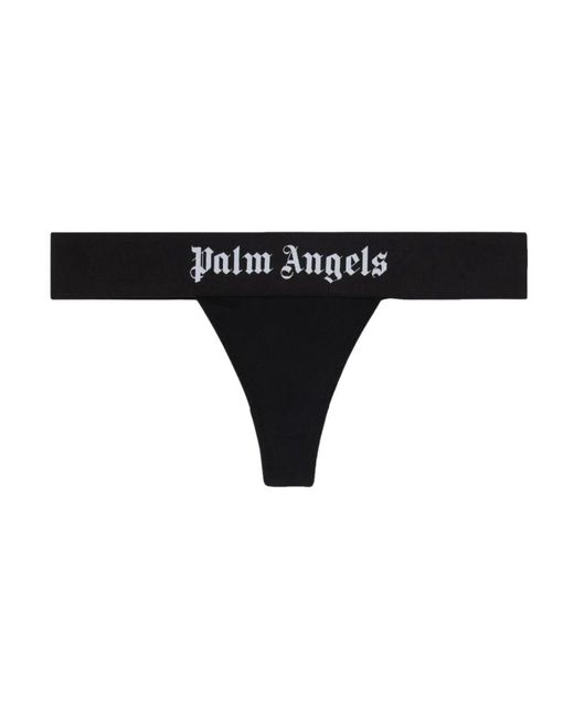 Palm Angels Black Schwarzer Tanga Mit Logo-Bund
