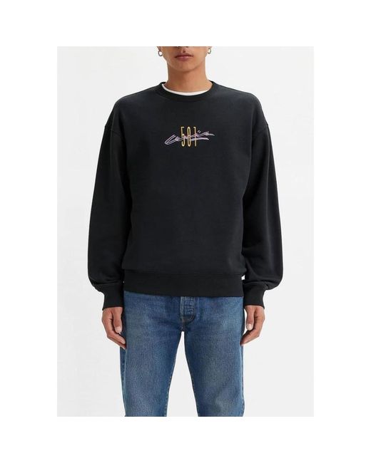 Levi's Hoodies & Sweatvesten ,Zwart ,Katoen Graphic Crew Sweatshirt in het Black voor heren