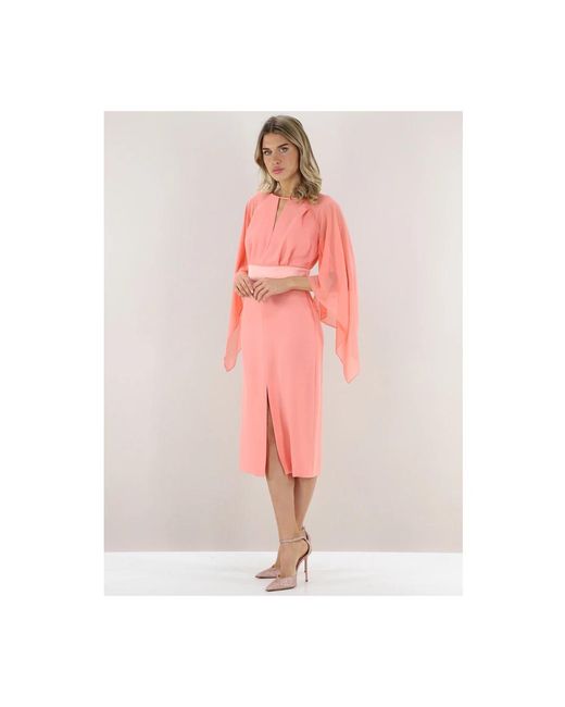Hanita Pink Midi Dresses