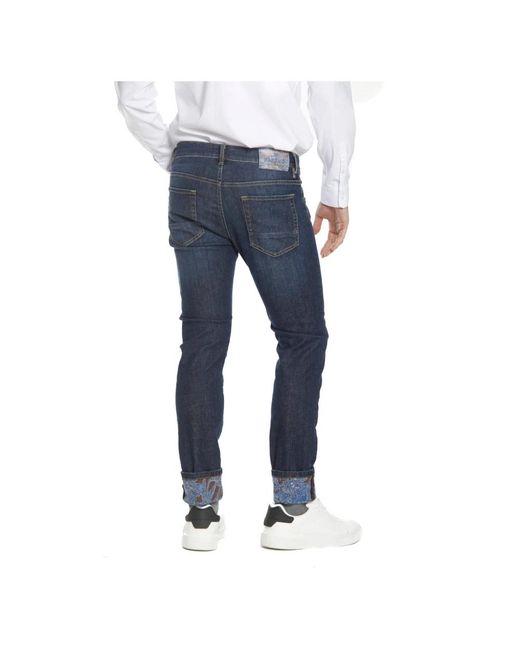 Mason's Blaue slim fit jeans mit gemusterten details in Blue für Herren