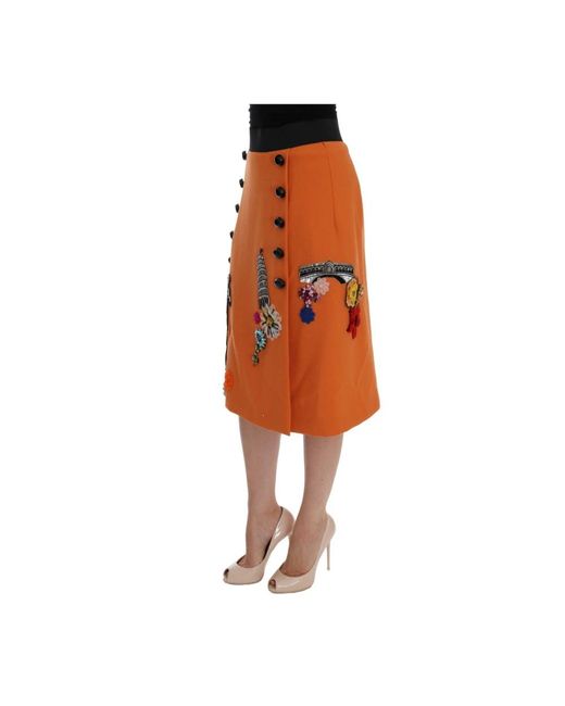 Dolce & Gabbana Orange Midi Skirts