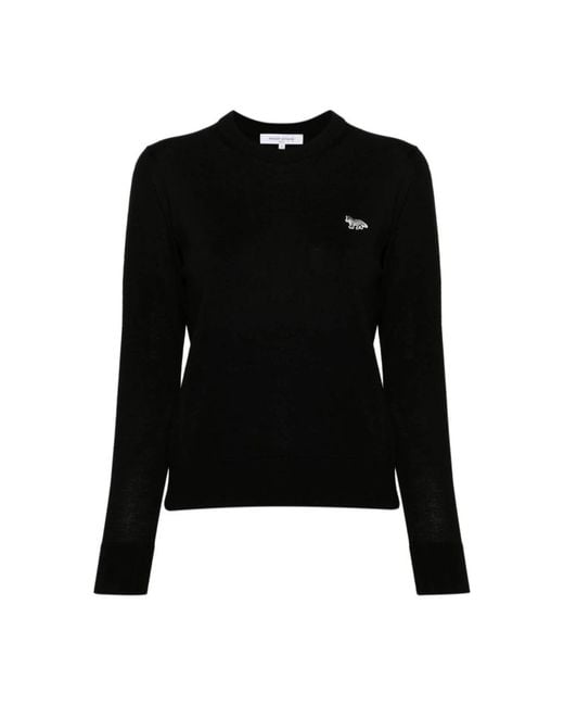 Round-Neck Knitwear Maison Kitsuné de color Black