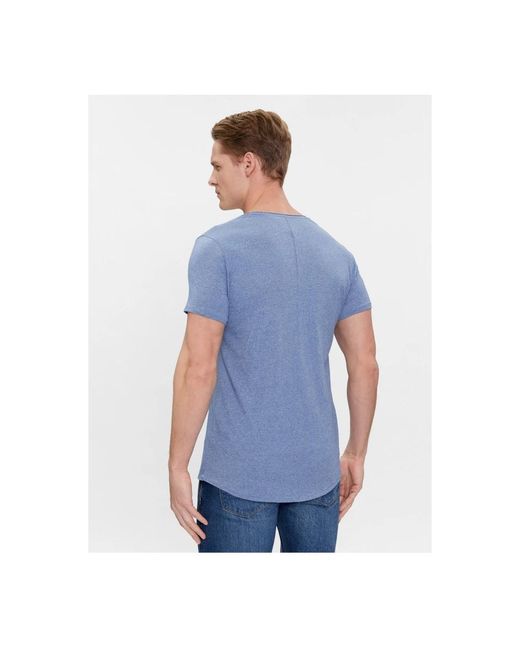 Tommy Hilfiger Slim fit jaspe v-ausschnitt t-shirt in Blue für Herren