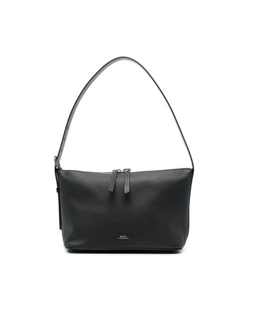 A.P.C. Black Schwarze schultertasche mit top-reißverschluss