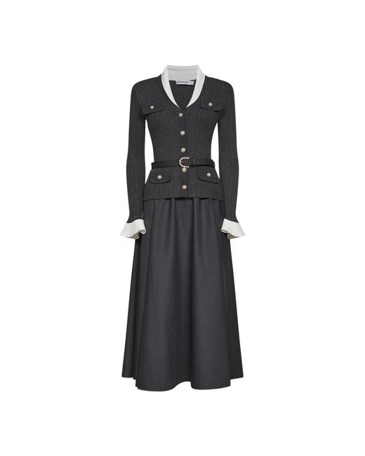 Midi Dresses Self-Portrait de color Black
