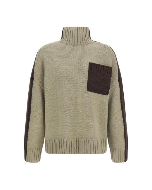 J.W. Anderson Green Two Tone Patch Pocket Sweater