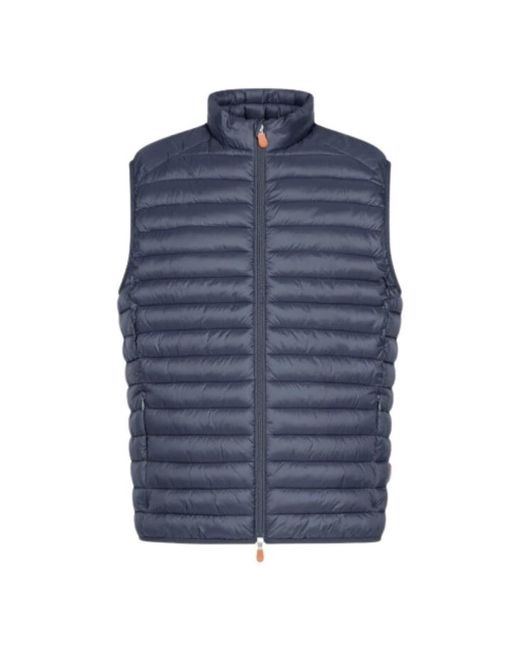 Save The Duck Jassen ,Blauw ,Blauw Gewatteerd Mouwloos Jack in het Blue voor heren