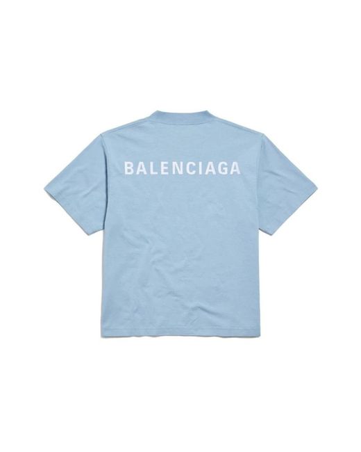 Balenciaga Blue Cotton Embroidered T-Shirt