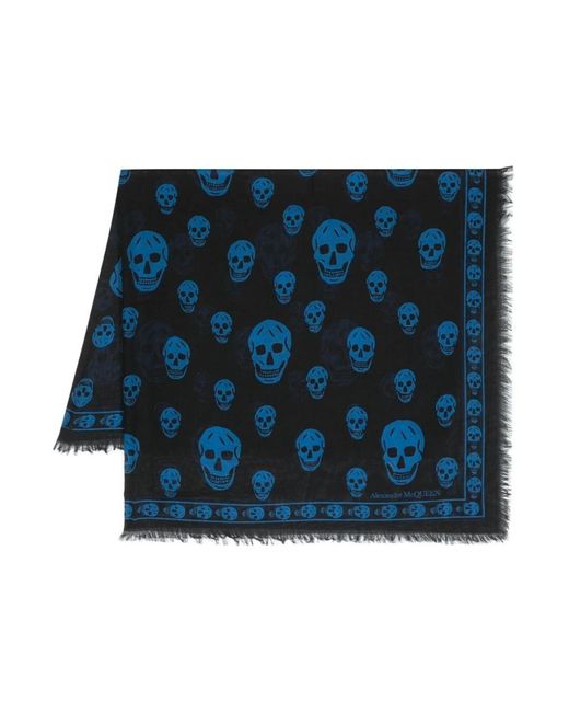 Alexander McQueen Blue Silky Scarves for men