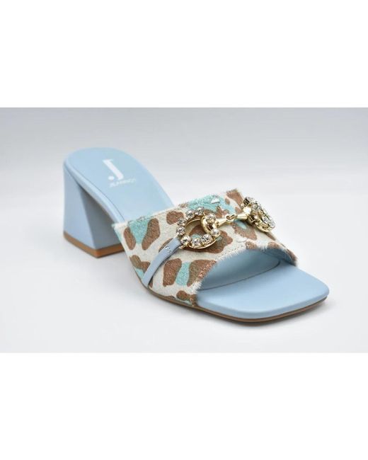 Jeannot Blue Heeled Mules