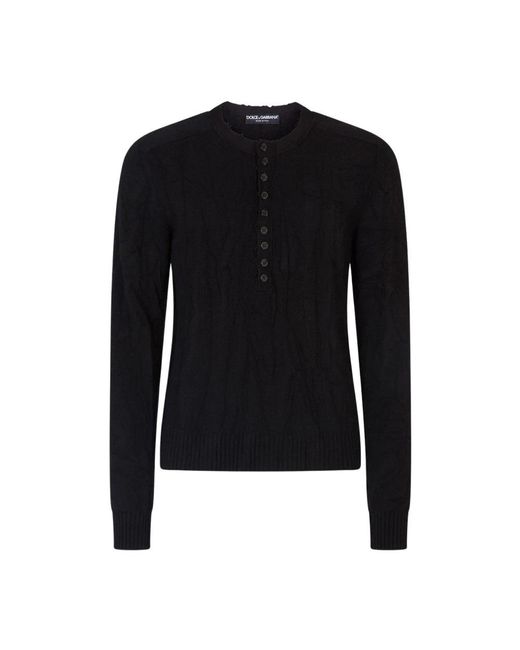 Dolce & Gabbana Black Round-Neck Knitwear for men