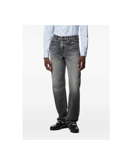 Versace Gray Straight Jeans for men