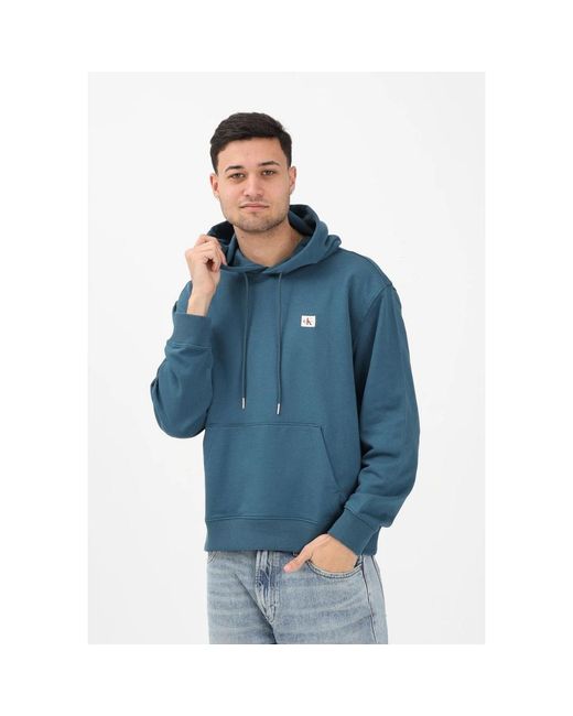 Calvin Klein Hoodies & Sweatvesten ,Blauw ,Katoen Monologo Hoodie in het Blue voor heren