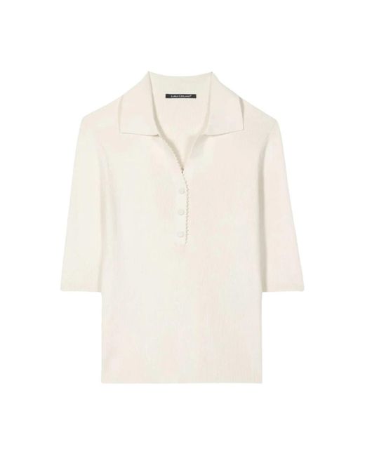 Luisa Cerano Geribbelde Poloshirt in het White