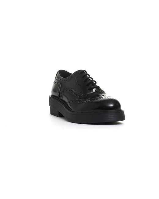 Strategia Black Schwarze leder brogue schnürschuhe