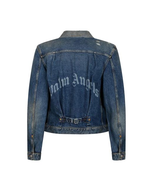 Palm Angels Blaue Jeansjacke Mit Klassischem Kragen in Blue für Herren