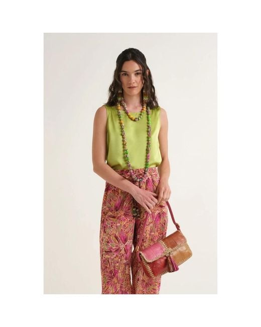 Maliparmi Glanzende Cady Top in het Green