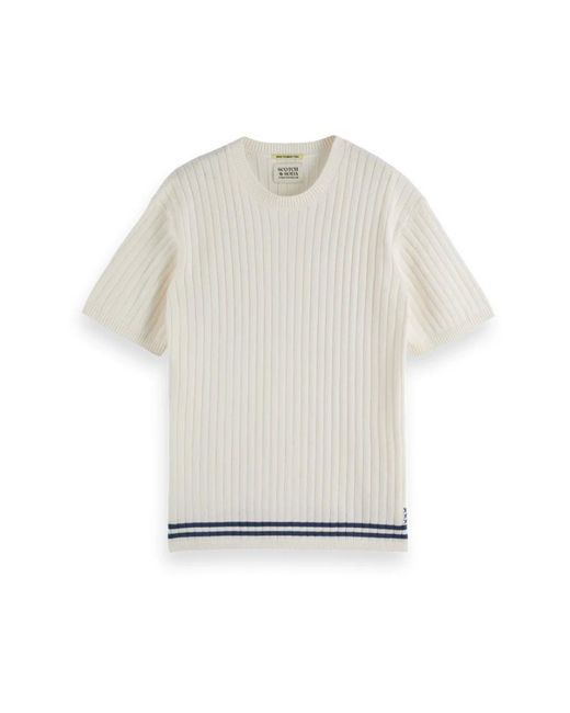 Scotch & Soda Gestructureerd Gebreid T-Shirt in het White voor heren