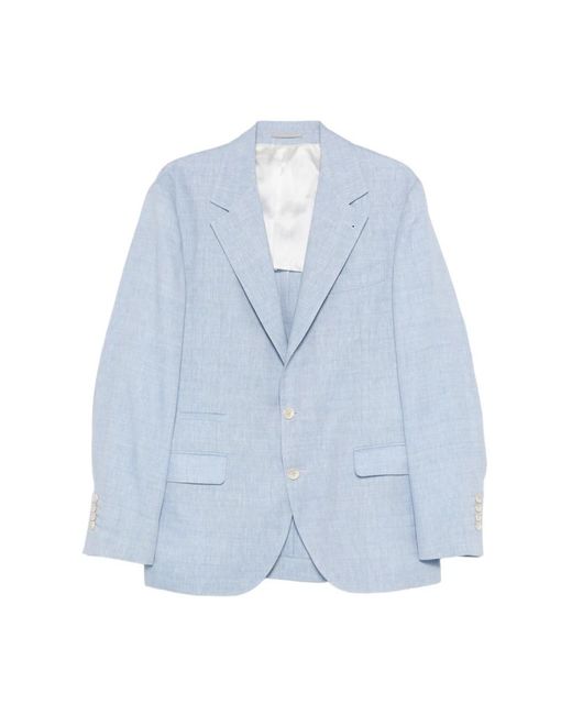 Brunello Cucinelli Notched Lapel Blazer in het Blue voor heren