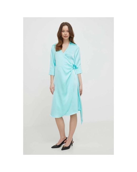 Joop! Tie V-Neck Jurk in het Blue