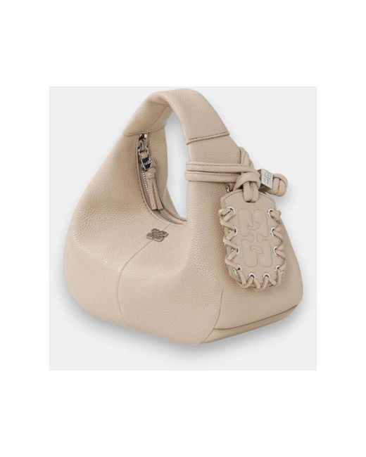 Ganni Compacte Mini Hobo Tas Met Tijdloze Stijl in het Gray