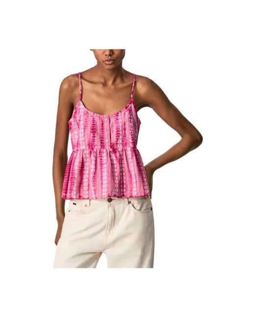 Pepe Jeans Pink Sleeveless Tops