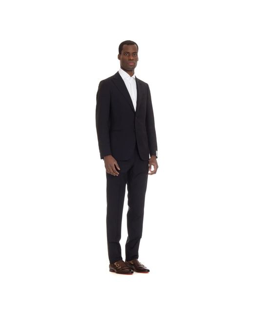 Caruso Black Single Breasted Suits for men