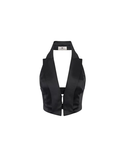Elisabetta Franchi Satijnen Gilet Met Bandjes in het Black