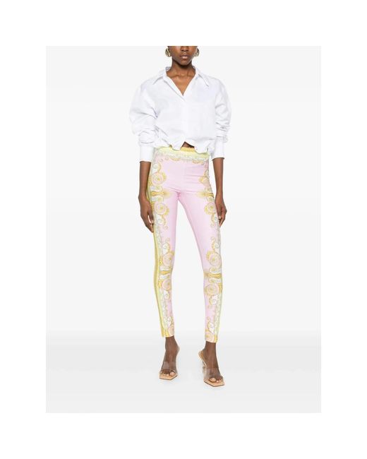 Versace Broeken ,Veelkleurig ,Leggings Met Print in het Pink