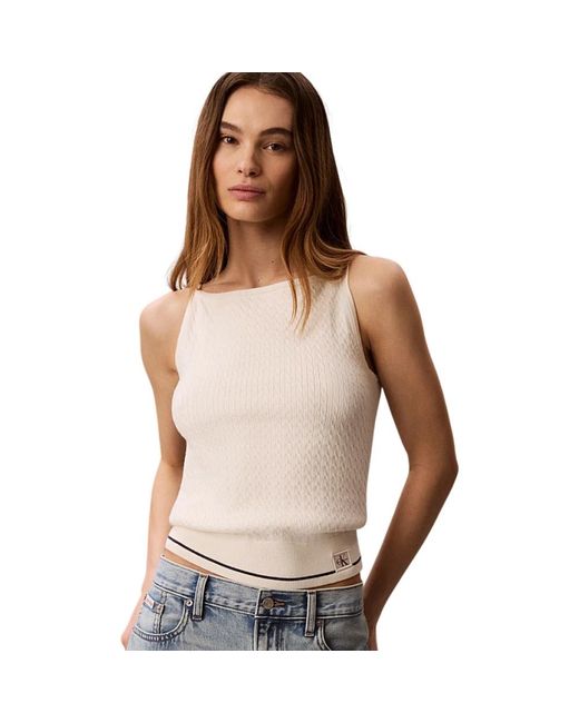 Calvin Klein Natural Sleeveless Tops