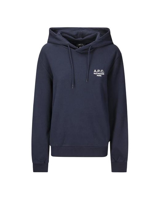 A.P.C. Hoodies & Sweatvesten ,Blauw ,Katoen Hoodie Standard Rue Madame Sweatshirt in het Blue