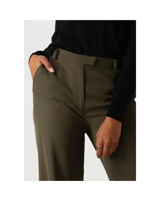Another Label Broeken ,Groen ,Polyester Doore Broek in het Black