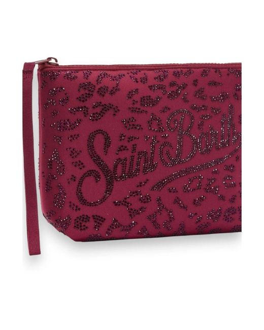Mc2 Saint Barth Aline Strass Leopard 20 Clutch Bag in het Red