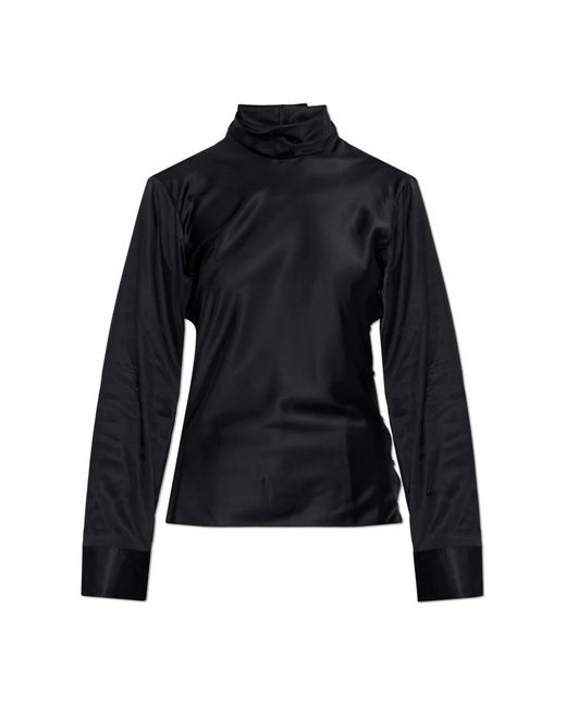 Courreges Overhemden ,Zwart ,Top Met Een Opstaande Kraag in het Black