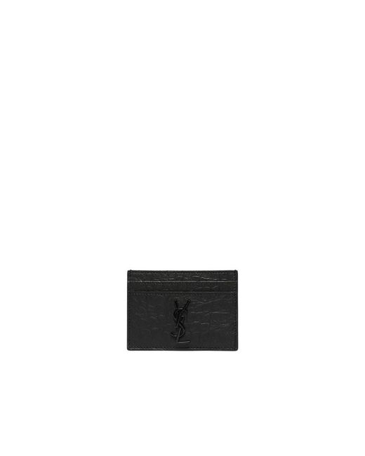 Saint Laurent Schwarzer Kartenhalter Aus Leder in Black für Herren
