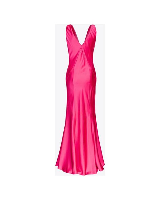 Pinko Pink Elegantes satinkleid mit drapiertem v-ausschnitt o