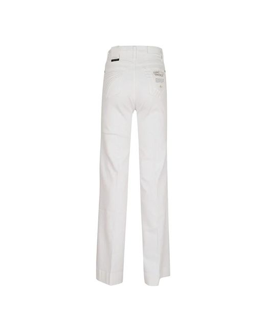 7 For All Mankind White Straight Trousers