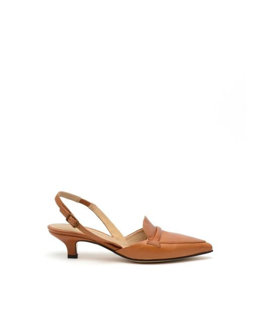 Slingback pelle cuoio sandalo di Pomme D'or in Brown